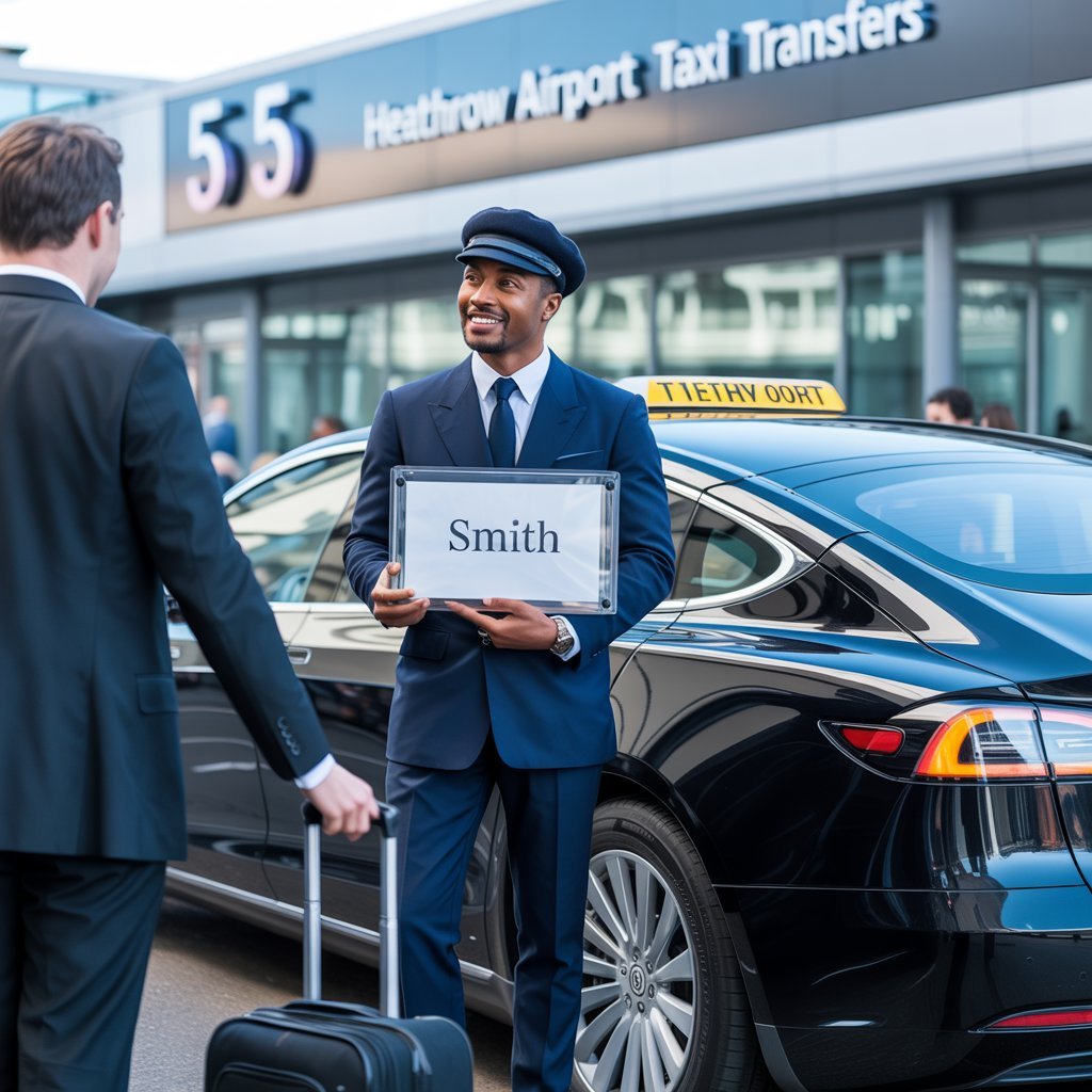 Professional chauffeur offering Heathrow Airport taxi transfer service